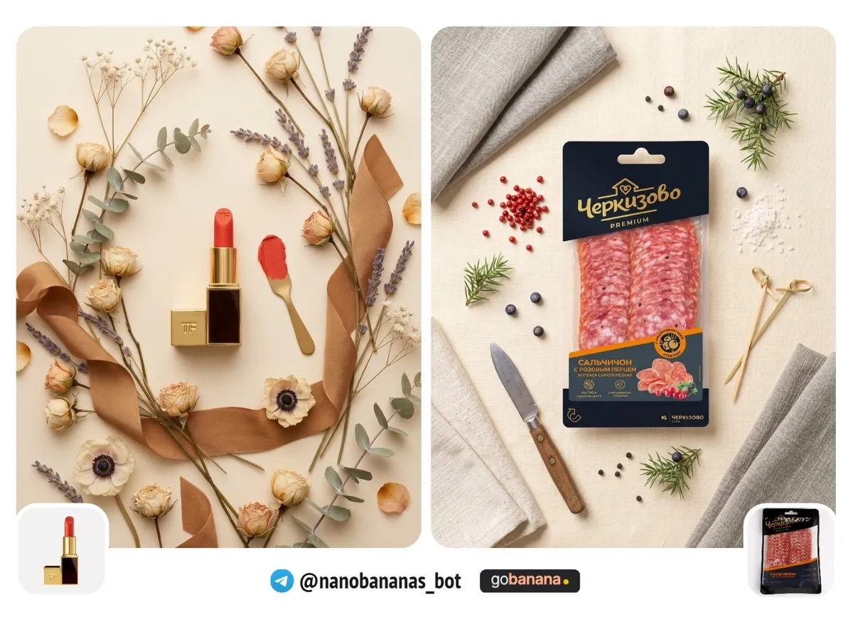 Flat lay: продукт сверху