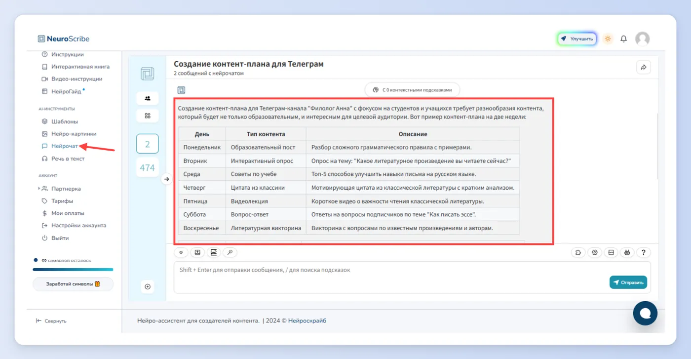 Первый способ - Нейрочат