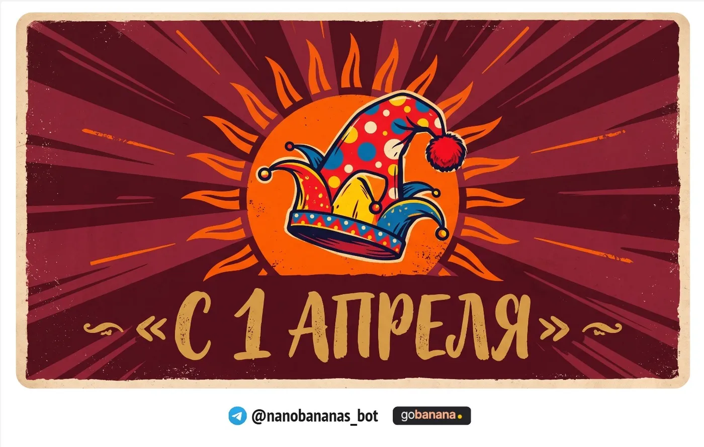 Открытка «С 1 апреля» в стиле ретро-плаката