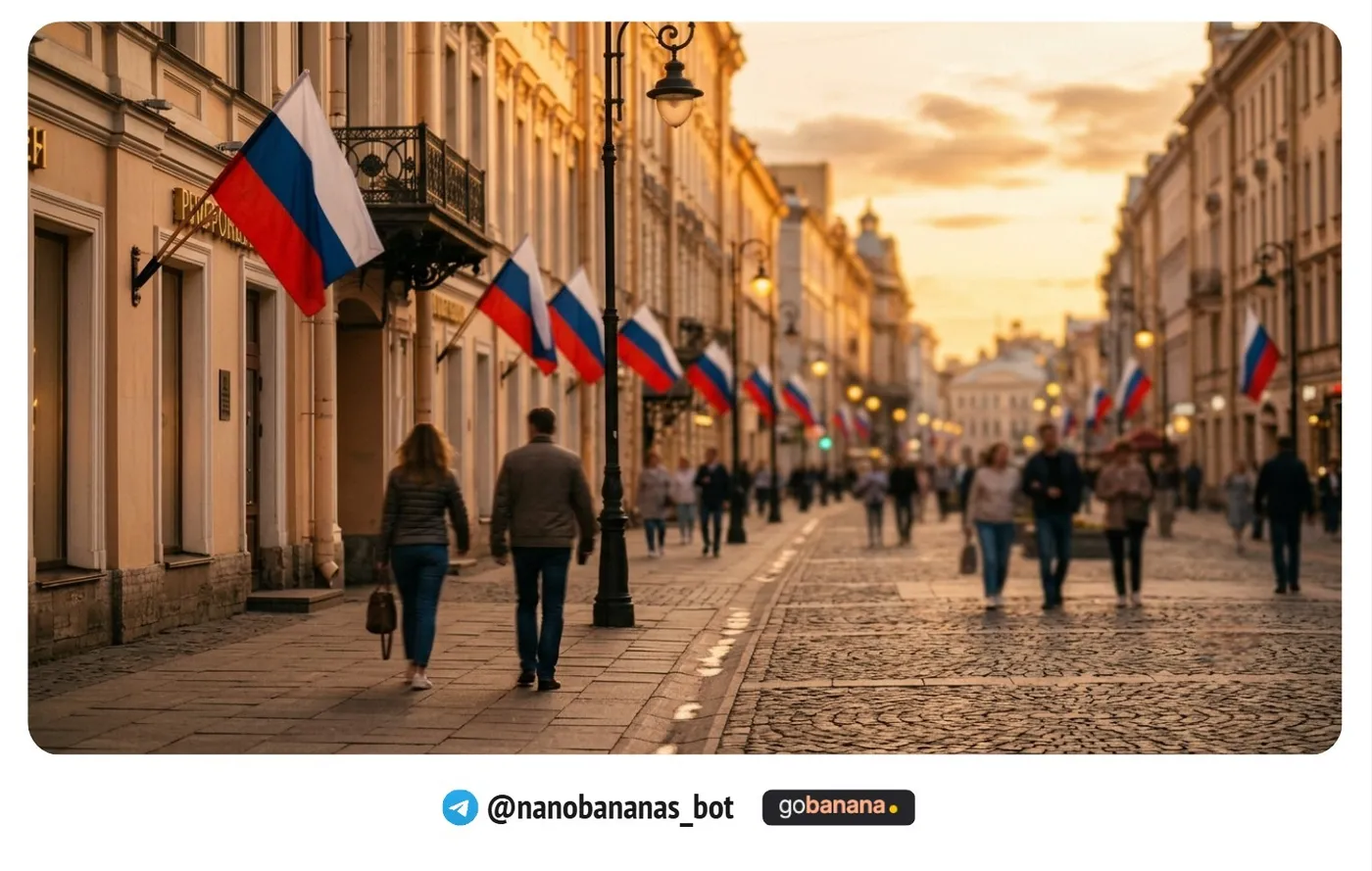 Промт 10. Городская сцена с флагами на зданиях