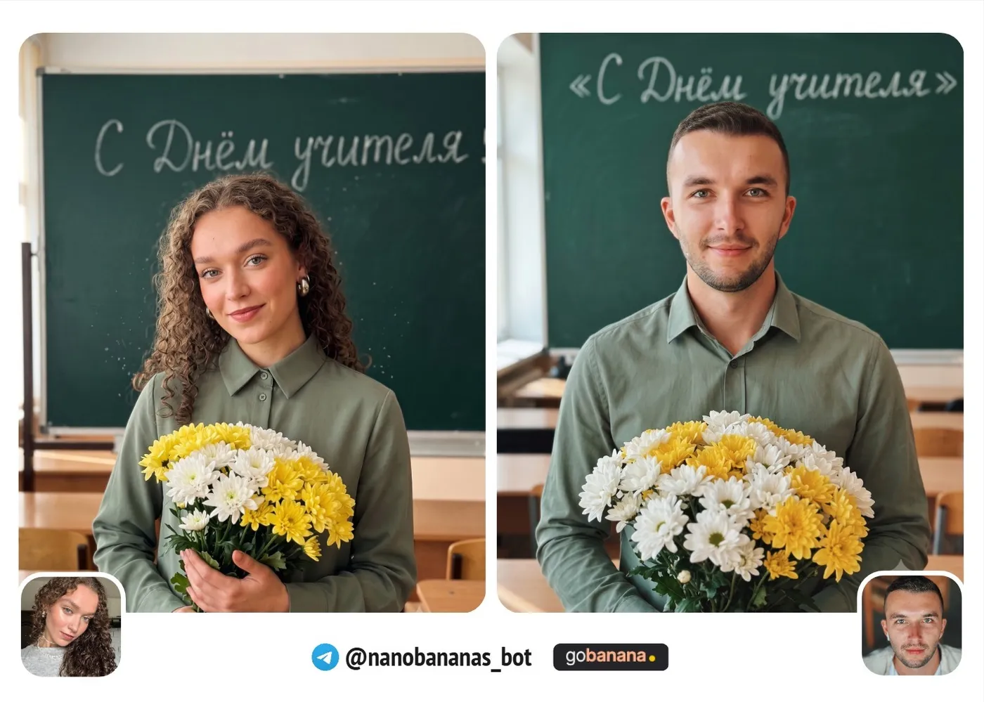 Открытка с цветами и доской