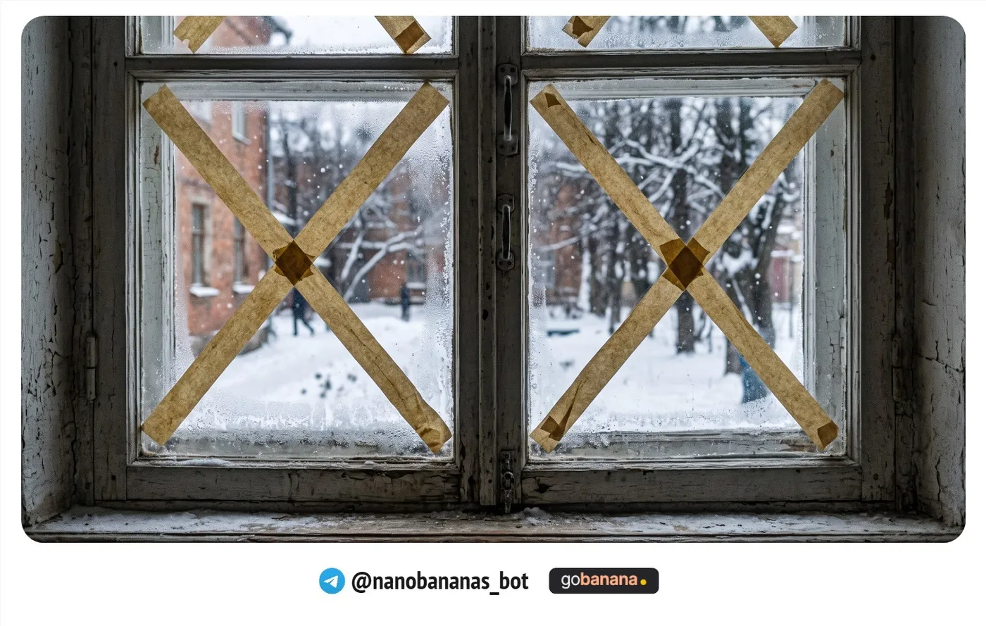 Заклеенные крест-накрест окна