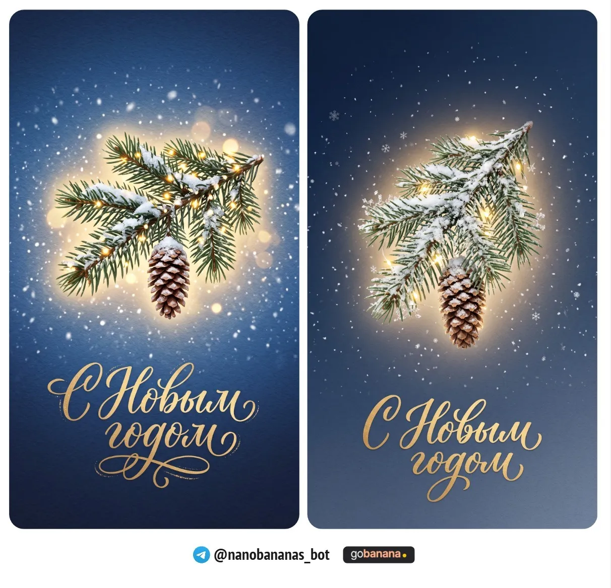 Открытка со снегом и типографикой