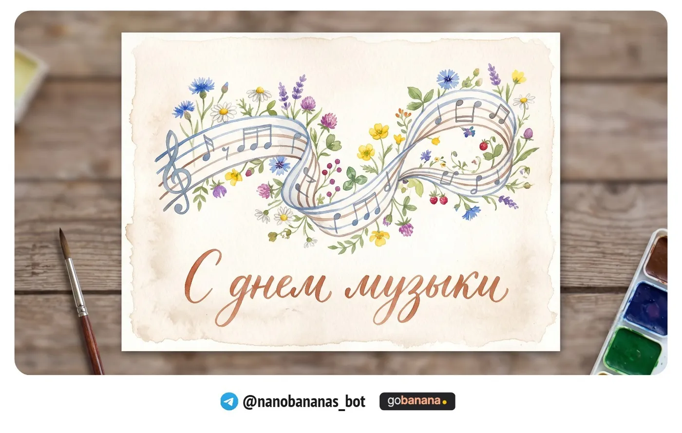 Открытка с нотным станом