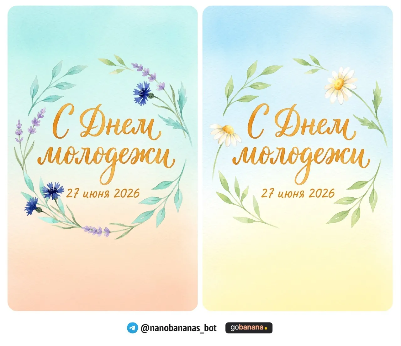 Промпт 10. Открытка с кириллицей — «С Днем молодежи»