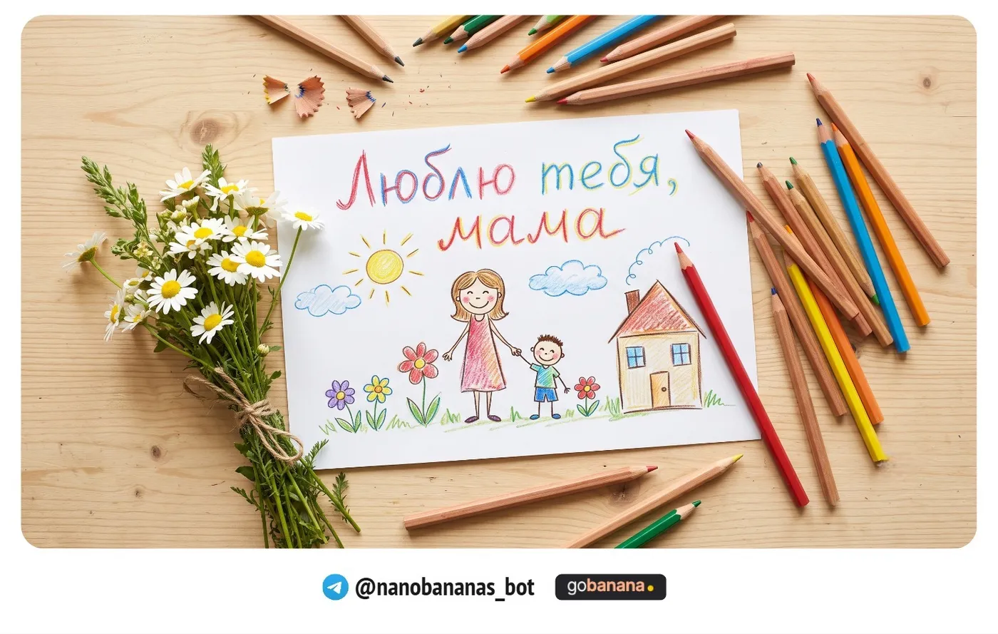 Флэтлей с детским рисунком-открыткой