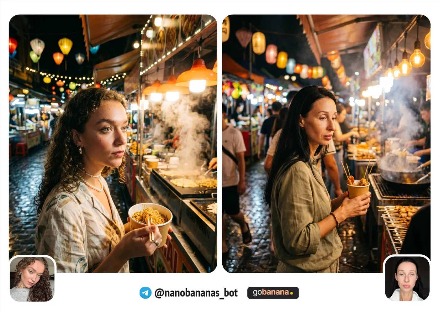 Промпт 8. Нейрофотосессия — ночной рынок, уличная еда