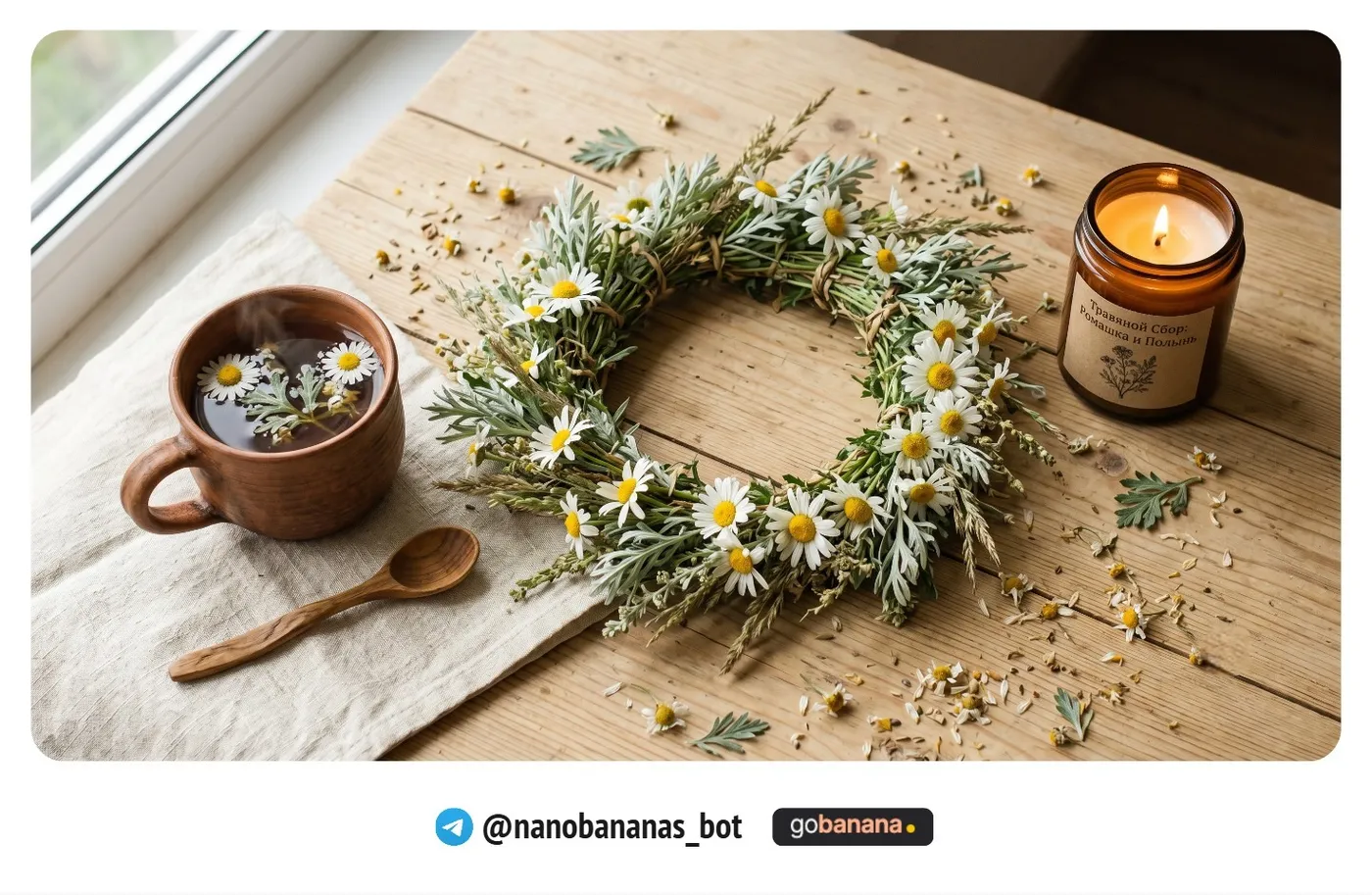 Флэтлей с венком и травами