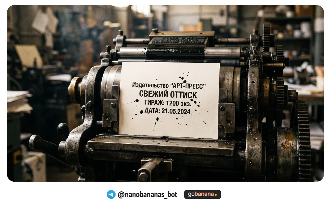 Печатный станок крупным планом