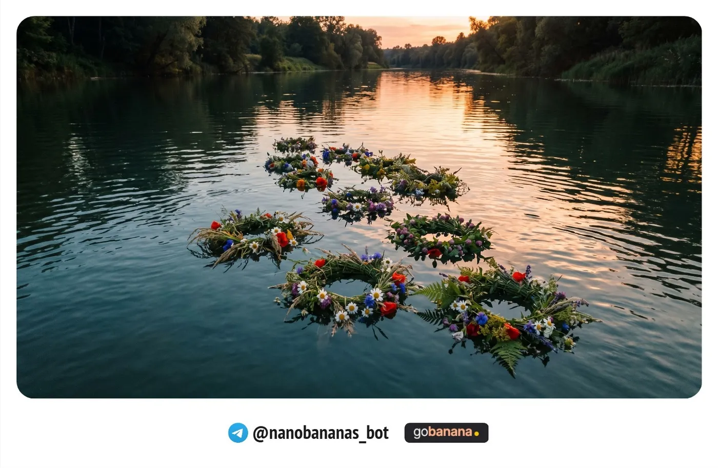 Венки на воде сверху