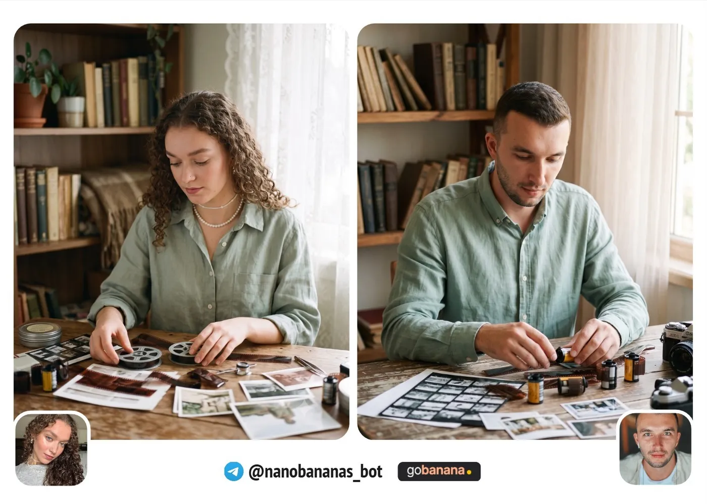 Портрет с фотопленками на столе