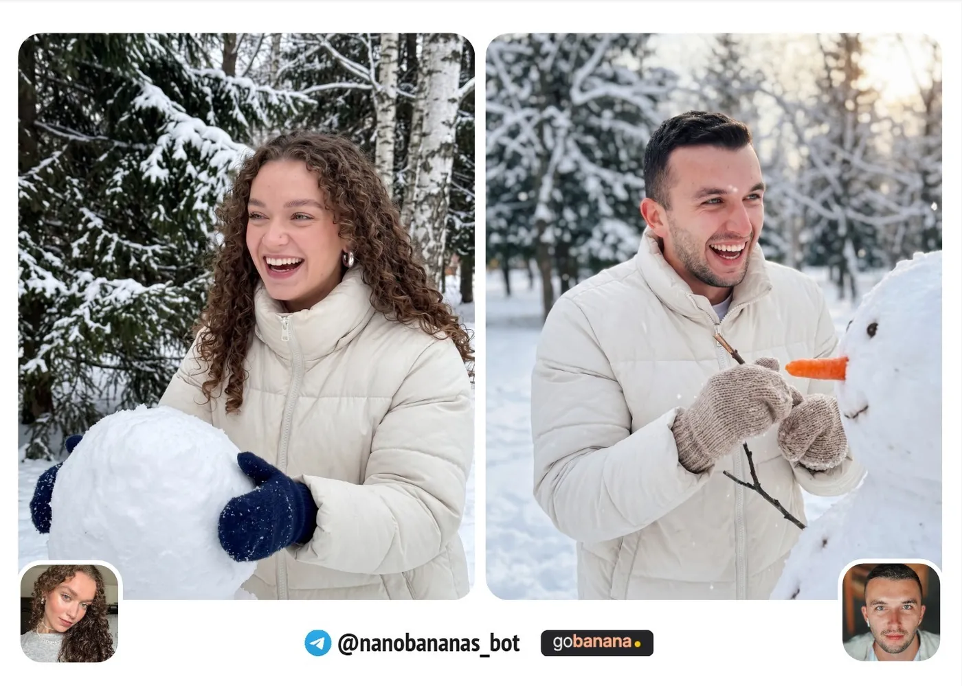 Лепка снеговика во дворе