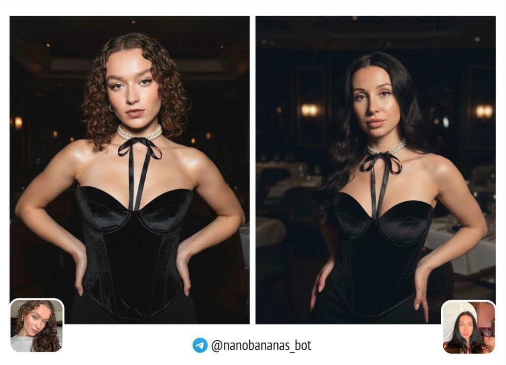 Вечерний образ в черном корсете