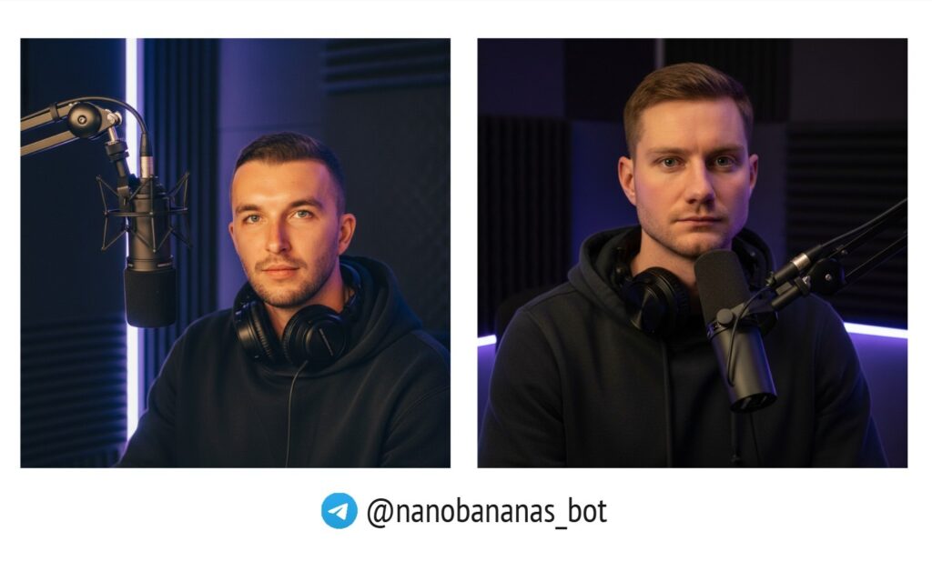 Подкастер - фото с помощью нейросети