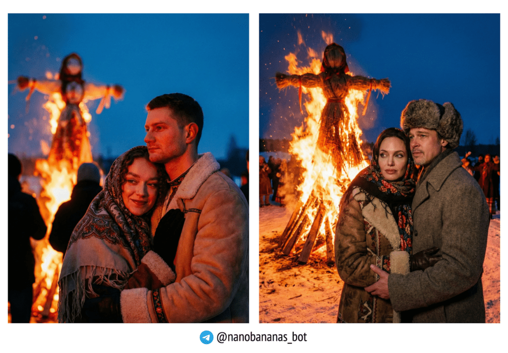 Романтичное парное фото у костра