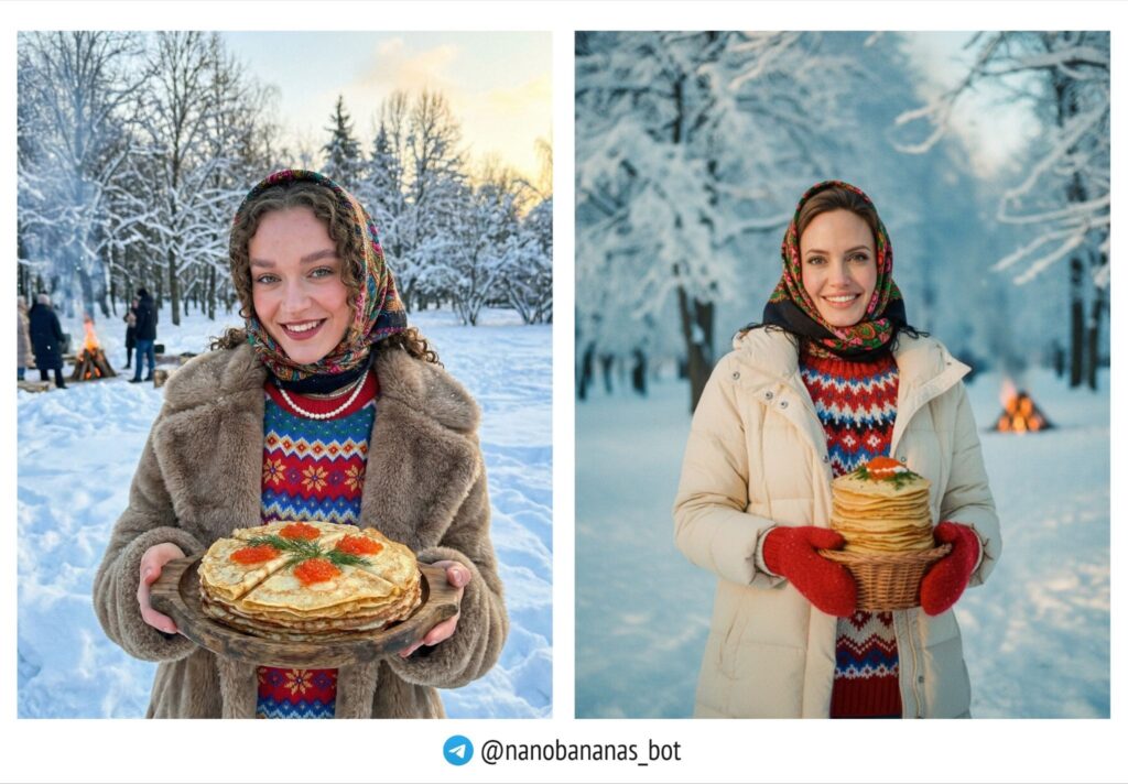 Зимняя фотосессия с блинами