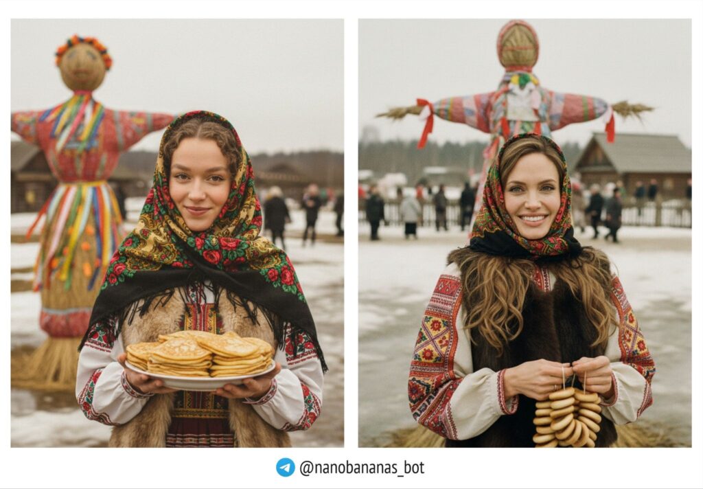 В народном костюме на улице