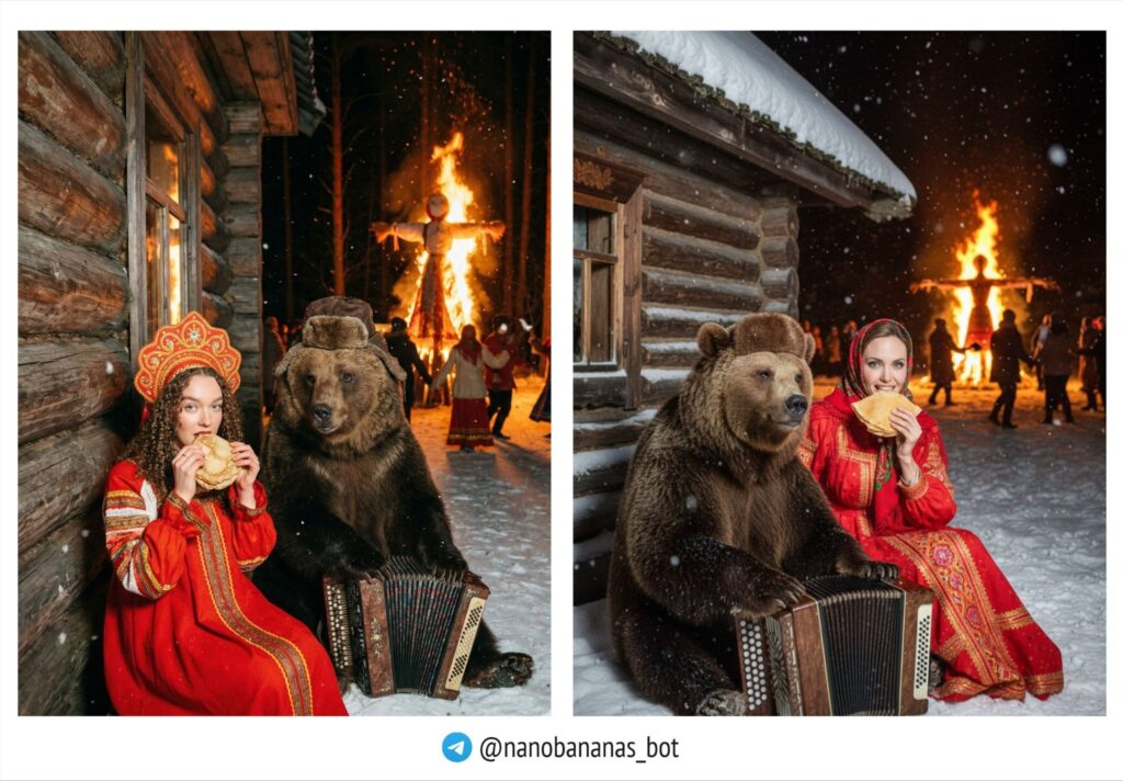 С медведем и чучелом