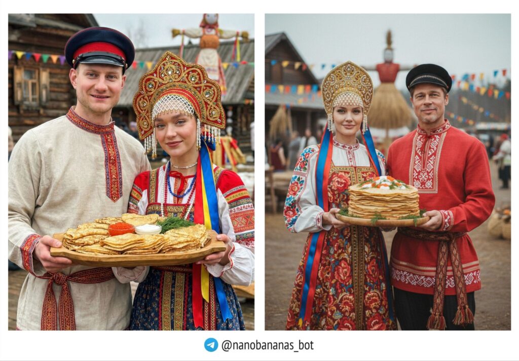 В народных костюмах торжественно