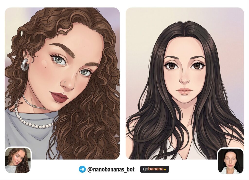 Аниме-стиль Нейросеть портрет по фото бесплатно