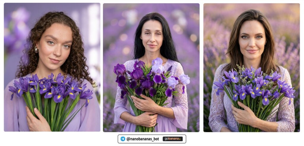 Фотосессия к 8 марта с ИИ: фото с ирисами