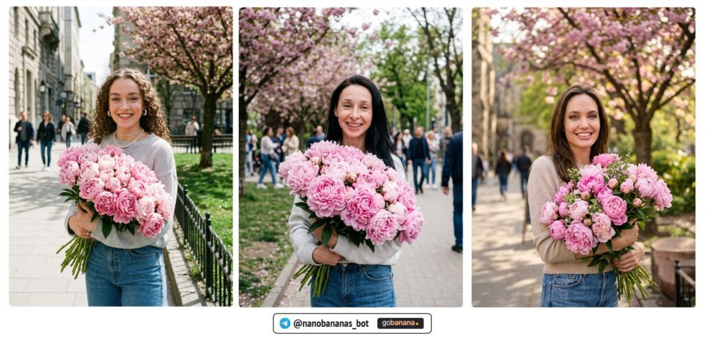 Фотосессия к 8 марта с ИИ: С розовыми пионами