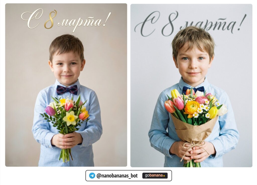 Мальчик с букетом для мамы