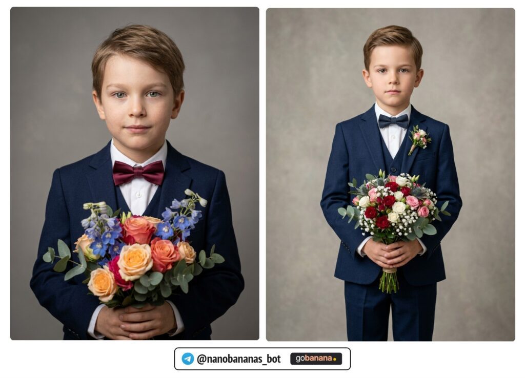 Мальчик в костюме с цветами