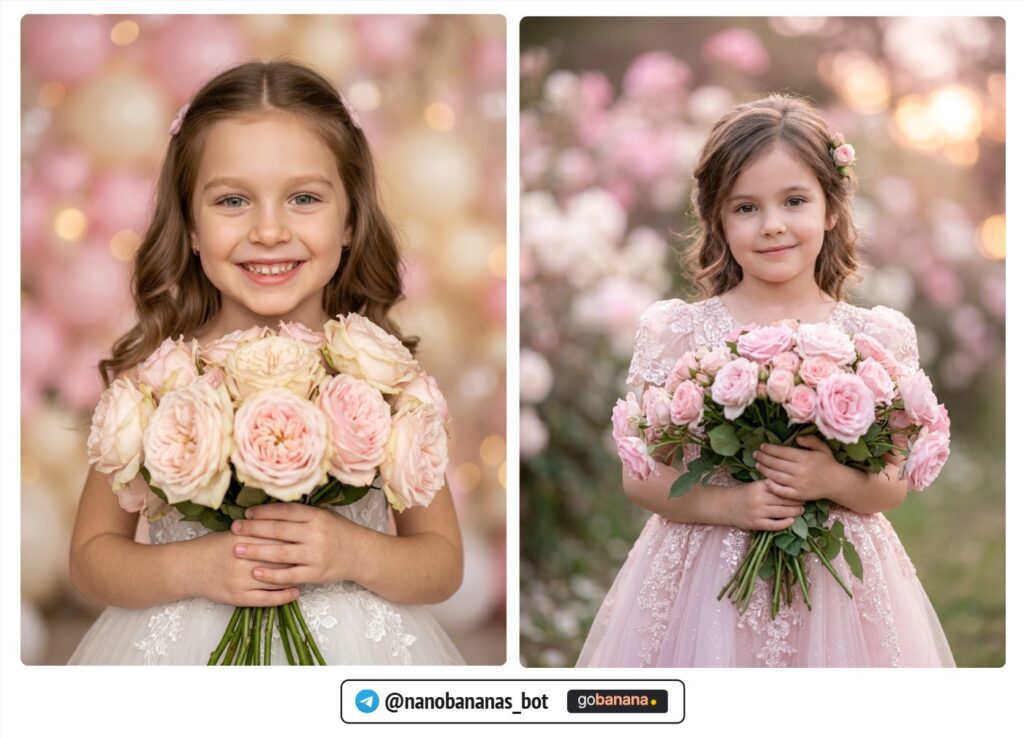 Девочка с розовыми розами