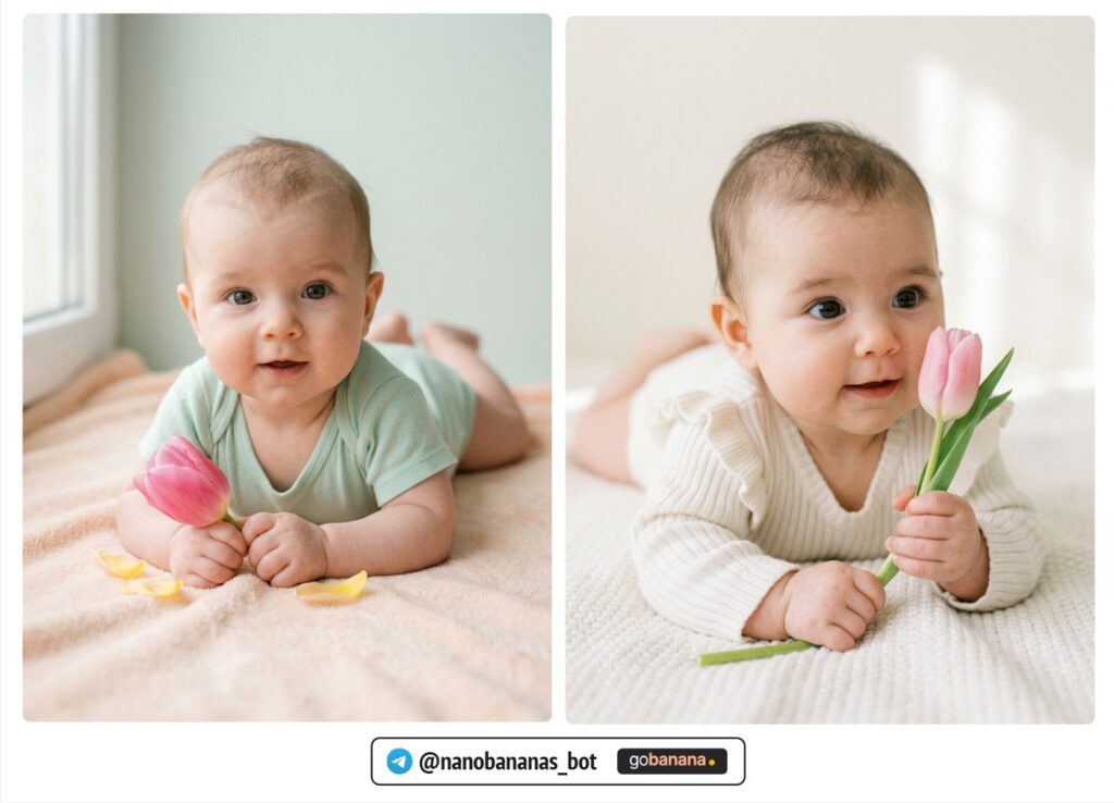 Младенец с одним тюльпаном