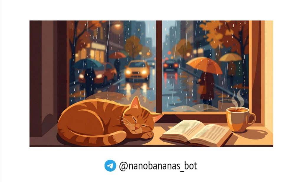 Уютная иллюстрация с котом