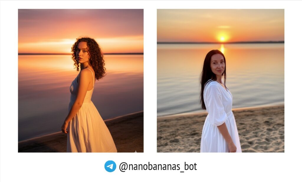 Портрет на закате у воды