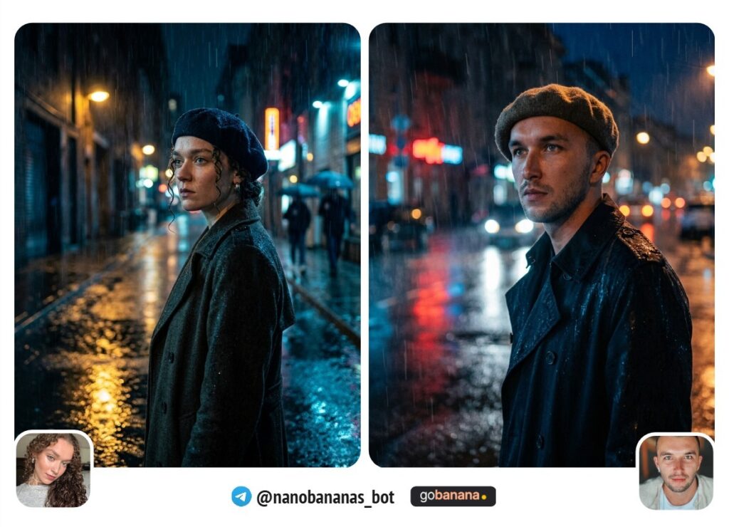 Кинематографичный кадр в дождь