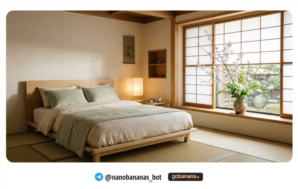 Японский минимализм в спальне