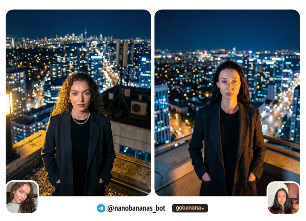 Портрет на крыше с видом на город