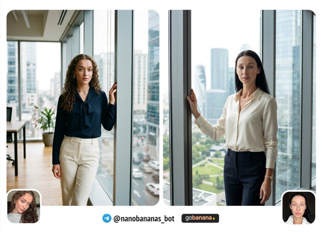 Современный офис, стоя у окна